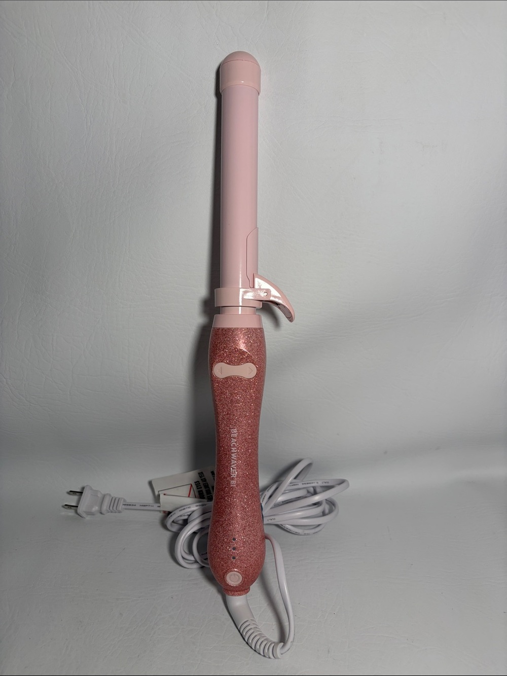 Beachwaver B1 Pink Glitter 1” Barrel Rotating Curling Iron EUC Works Great